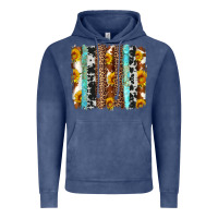 Vintage Denim western cowhide leopard turquoise brushstrokes Vintage Hoodie - Artiststas