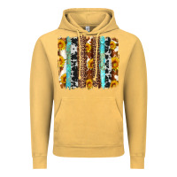 Vintage Mustard western cowhide leopard turquoise brushstrokes Vintage Hoodie - Artiststas