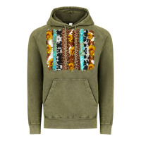 Vintage Olive western cowhide leopard turquoise brushstrokes Vintage Hoodie - Artiststas