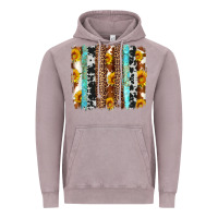 Vintage Zinc western cowhide leopard turquoise brushstrokes Vintage Hoodie - Artiststas