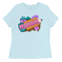 Baby Blue hello preschool Ladies Tee - RanaPortraitStore