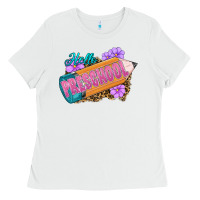 White hello preschool Ladies Tee - RanaPortraitStore