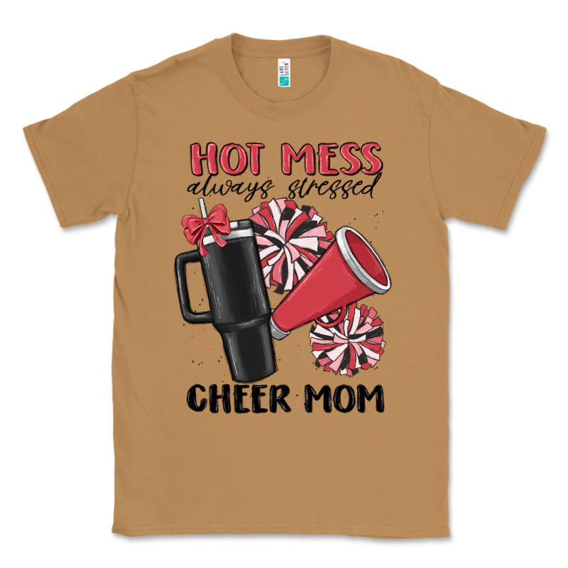 Hot Mess Always Stressed Cheer Mom Classic Tee by MaliasSmallBusiness | Teevron