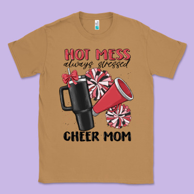 Hot Mess Always Stressed Cheer Mom Classic Tee Designed By Maliassmallbusiness