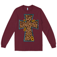 Burgundy leopard sunflower cross Long Sleeve Tee - JahusDesignShop