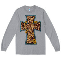Heather Grey leopard sunflower cross Long Sleeve Tee - JahusDesignShop
