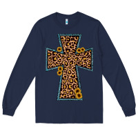 Navy leopard sunflower cross Long Sleeve Tee - JahusDesignShop