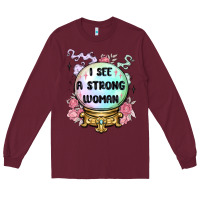Burgundy i see a strong woman Long Sleeve Tee - MaliasSmallBusiness