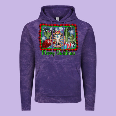 Merry Christmas Western Bull Skull Vintage Hoodie Designed By Adodesignshop