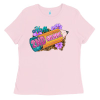 Bubblegum Pink Hello 2nd Grade Ladies Tee - RanaPortraitStore