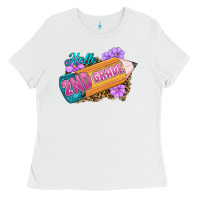 White Hello 2nd Grade Ladies Tee - RanaPortraitStore