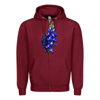 Burgundy Bluebonnet Flower Zipper Hoodie - LillyAllenDesigns