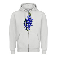 Dove Grey Bluebonnet Flower Zipper Hoodie - LillyAllenDesigns