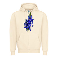 Sandshell Bluebonnet Flower Zipper Hoodie - LillyAllenDesigns