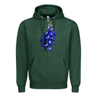 Sports Green Bluebonnet Flower Zipper Hoodie - LillyAllenDesigns
