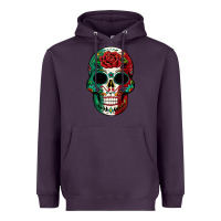 Plum Mexican Skull Heavyweight Hoodie - texasbilliewilder