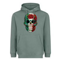 Sage Mexican Skull Heavyweight Hoodie - texasbilliewilder