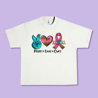 Peace Love  Cure Urban Heavy Tee Designed By Adodesignshop