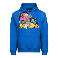 Cobalt Easter rabbits and cross Urban Hoodie - OliviaCreatesArt