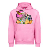Fuchsia Pink Easter rabbits and cross Urban Hoodie - OliviaCreatesArt