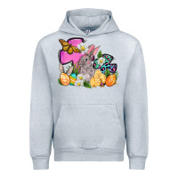 Heather Grey Easter rabbits and cross Urban Hoodie - OliviaCreatesArt