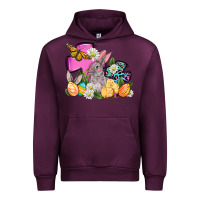 Mauve Wine Easter rabbits and cross Urban Hoodie - OliviaCreatesArt