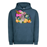 Pigment Midnight Navy Easter rabbits and cross Urban Hoodie - OliviaCreatesArt