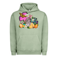 Pigment Oil Green Easter rabbits and cross Urban Hoodie - OliviaCreatesArt