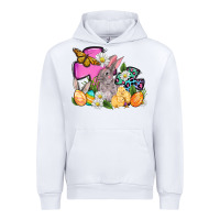White Easter rabbits and cross Urban Hoodie - OliviaCreatesArt