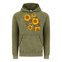 Leopard Sunflower Patch Vintage Hoodie | Teevron