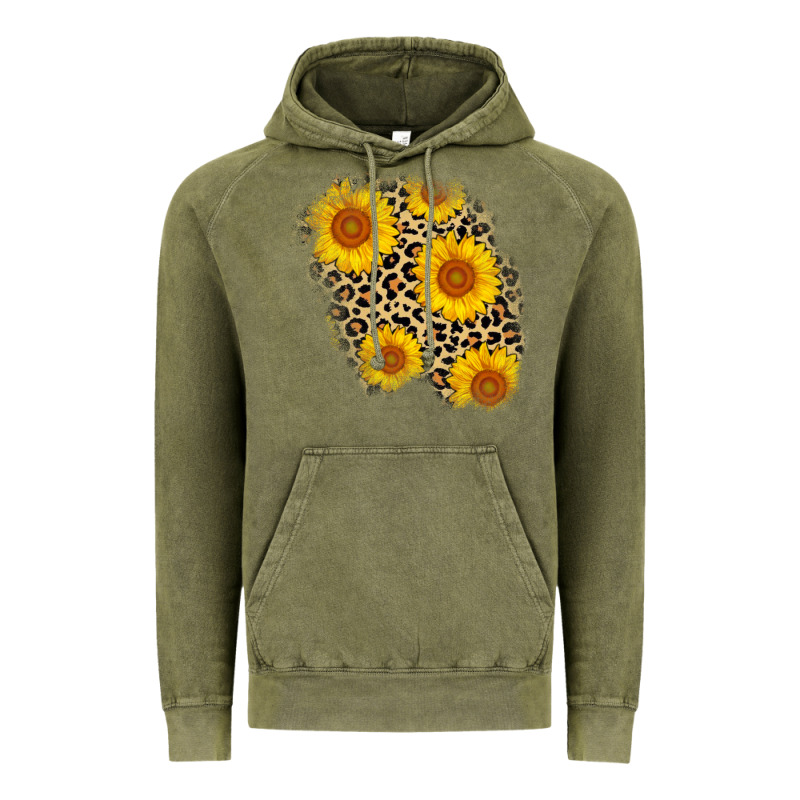 Leopard Sunflower Patch Vintage Hoodie by AdoDesignShop | Teevron
