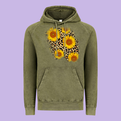 Leopard Sunflower Patch Vintage Hoodie Designed By Adodesignshop