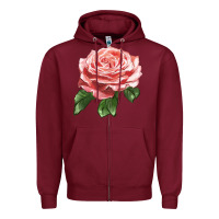 Burgundy America Rose Zipper Hoodie - LillyAllenDesigns