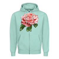 Seafoam America Rose Zipper Hoodie - LillyAllenDesigns