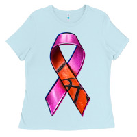 Baby Blue Breast Cancer Ribbon Basketball Ladies Tee - texasbilliewilder