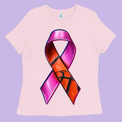Breast Cancer Ribbon Basketball Ladies Tee Designed By Texasbilliewilder