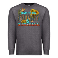Charcoal Heather Raised on Country and Sunshine Premium Sweatshirt - texasbilliewilder