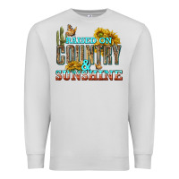 Dove Grey Raised on Country and Sunshine Premium Sweatshirt - texasbilliewilder