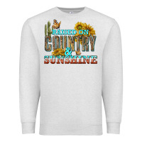 Oatmeal Heather Raised on Country and Sunshine Premium Sweatshirt - texasbilliewilder