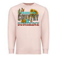 Pale Pink Raised on Country and Sunshine Premium Sweatshirt - texasbilliewilder
