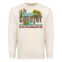 Sandshell Raised on Country and Sunshine Premium Sweatshirt - texasbilliewilder