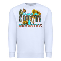 White Raised on Country and Sunshine Premium Sweatshirt - texasbilliewilder