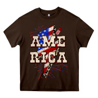 Chocolate Brown America 4th of July Heavy Core Tee - CowGirlArtShop