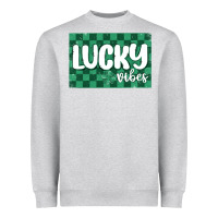 Heather Grey lucky vibes Heavyweight Sweatshirt - MaliasSmallBusiness