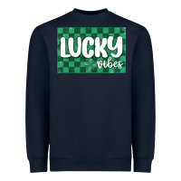Navy lucky vibes Heavyweight Sweatshirt - MaliasSmallBusiness