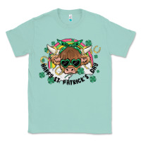 Seafoam st. patrick's day highland cow Classic Tee - MaliasSmallBusiness
