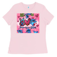 Bubblegum Pink peace love stitch Ladies Tee - Zillion Design Studio