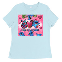 Baby Blue peace love stitch Ladies Tee - Zillion Design Studio