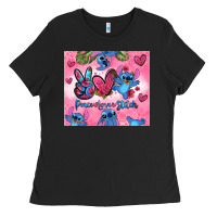 Black peace love stitch Ladies Tee - Zillion Design Studio