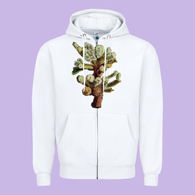 Cholla Tree Cactus Zipper Hoodie Designed By Lillyallendesigns
